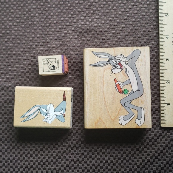 3 Looney Tunes Bugs Bunny Wood Mounted Rubber Stamps, Warner Brothers - Picture 3 of 8
